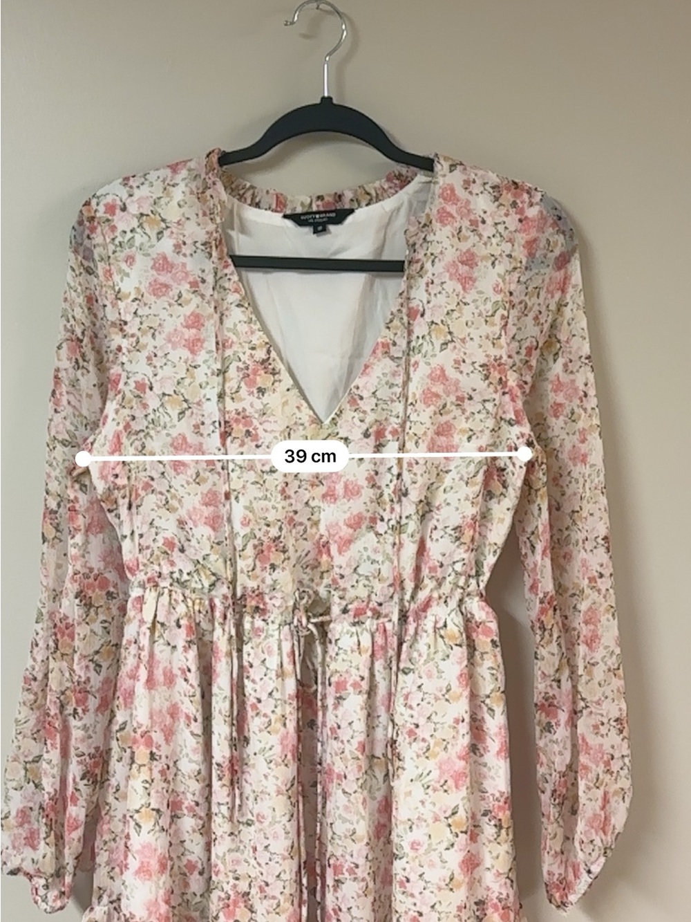 Lucky Brand Floral Mini Dress Size M Boho Chic Long Sleeve Romantic - Picture 9 of 10